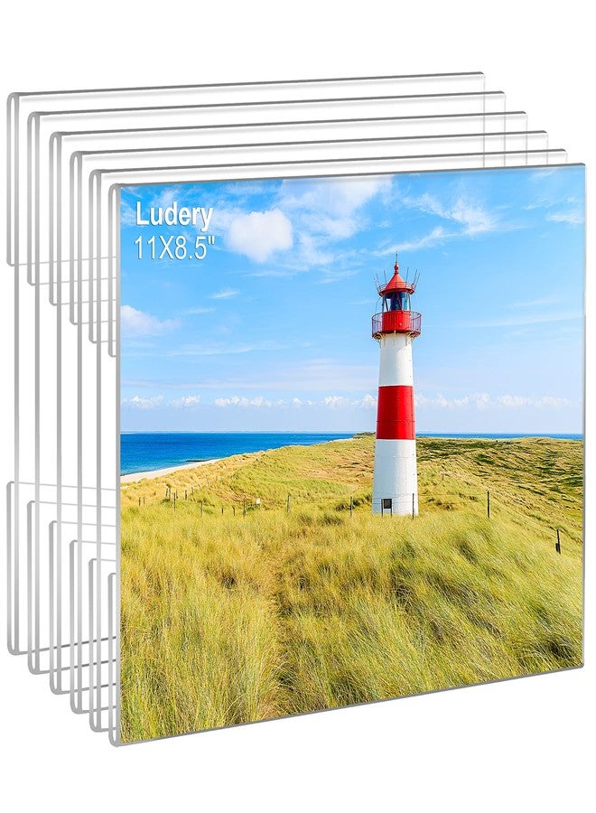 Ludery 8.5x11 Acrylic Picture Frames Set of 6, Clear Photo Frame for Wall with Tape, Clear Picture Photo Frames 8.5x11 for Home, School, Office - Horizontal - Image 1